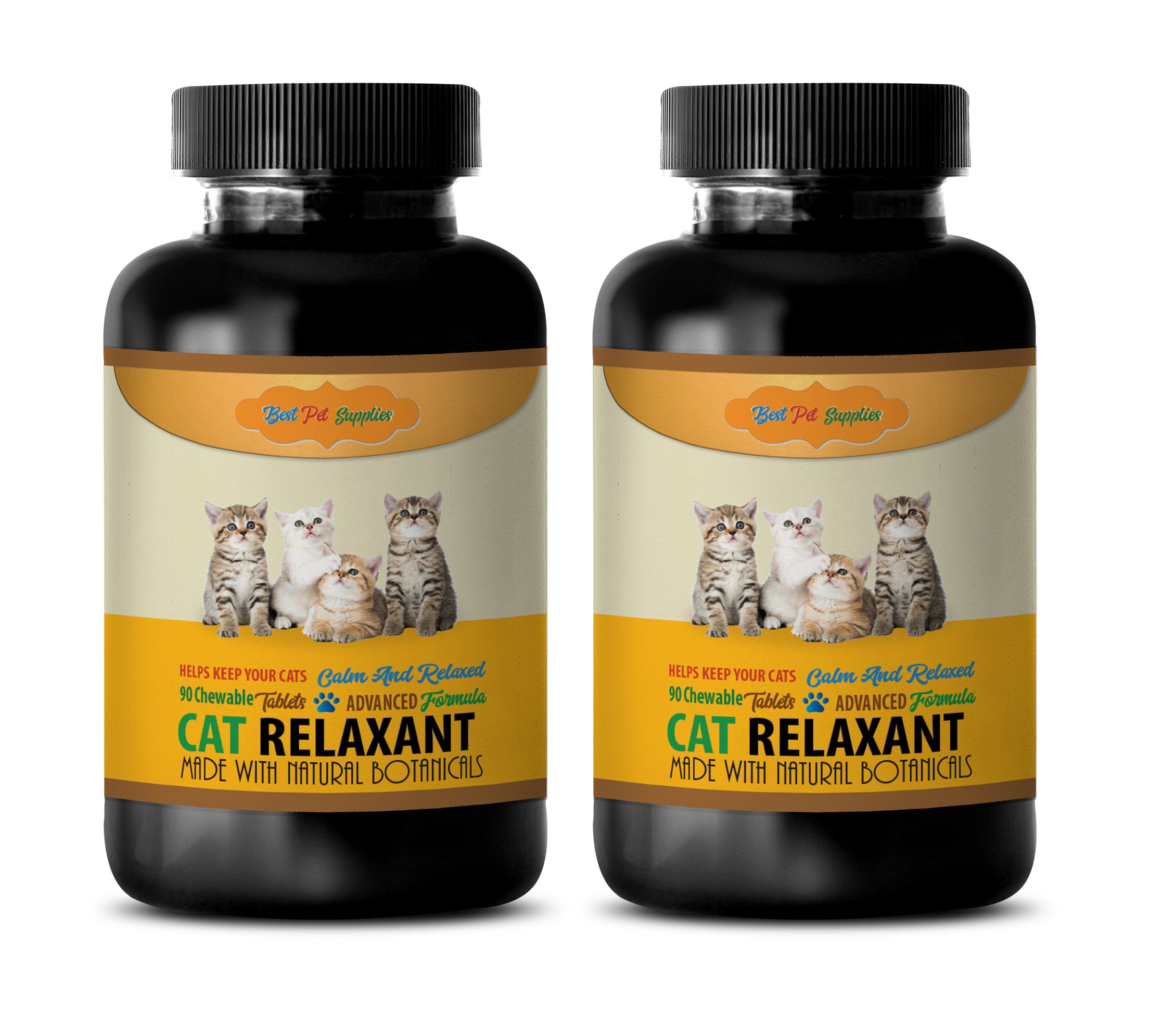 Best Cat Calming Treats with Natural Botanicals - Relaxing Chews for Stress Relief - 2 Bottles (180 Chews) - Perfect for Travel, Vet Visits & Multi-Cat Homes