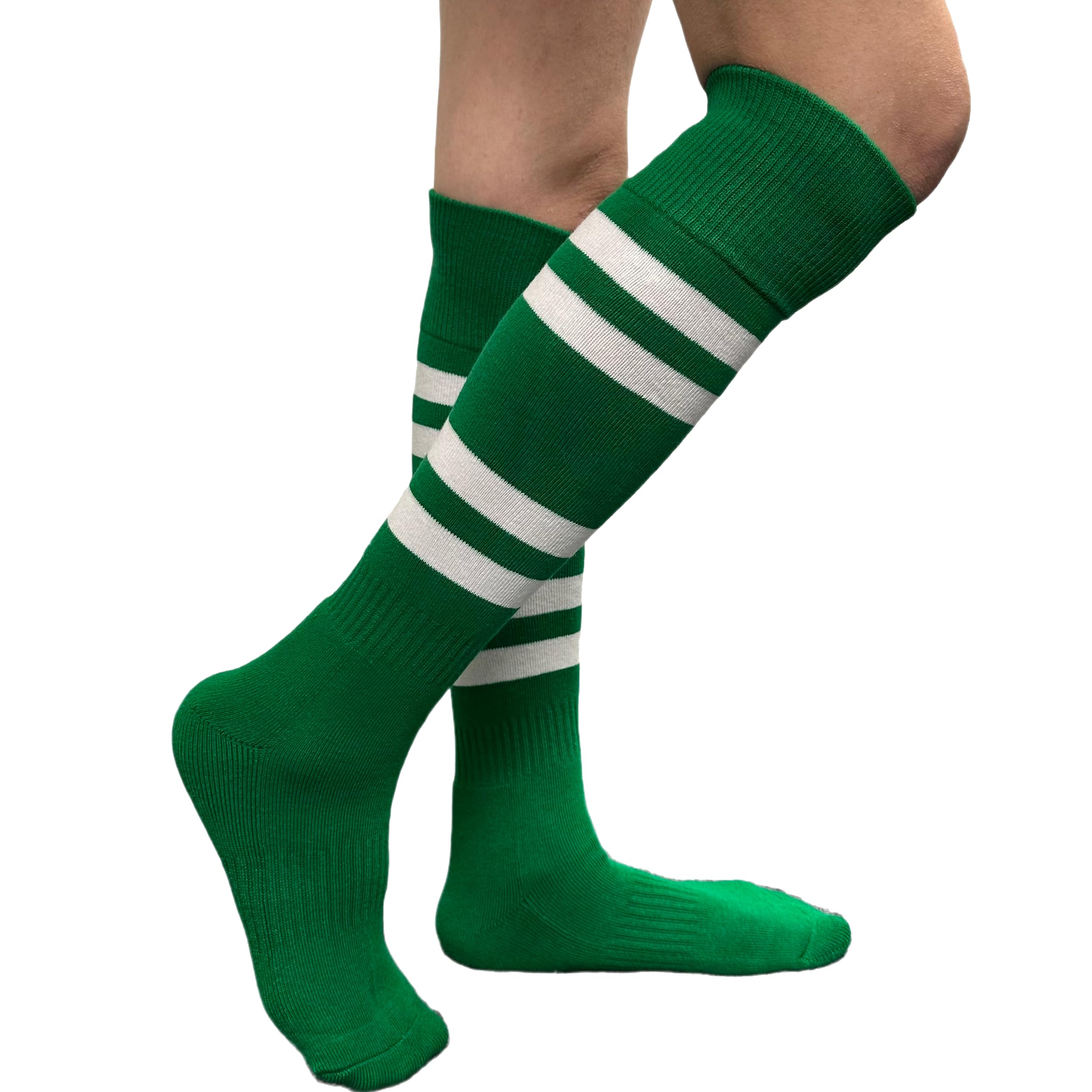 COUVER White Striped Knee High Softball Socks - Breathable Athletic Socks for Women & Girls - Perfect for Softball, Baseball, Soccer & Volleyball Games