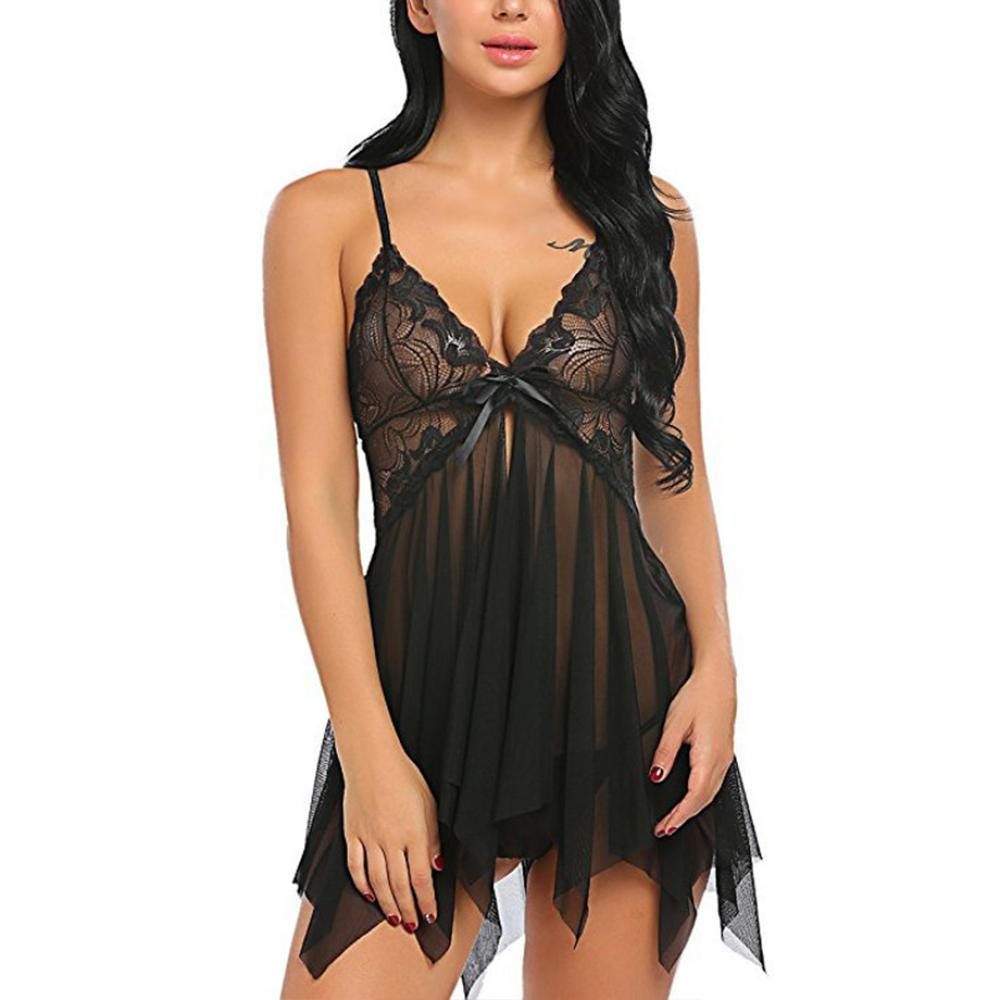 Women's Black Satin Nightgown - Sexy Sleeveless V-Neck Lingerie Sleepwear for Women (3XL) | Perfect for Valentine's Day, Anniversary Gifts & Romantic Nights