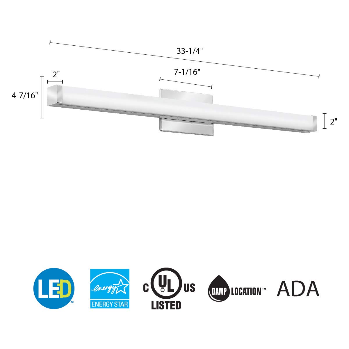 Lithonia Lighting FMVCSLS 36 Inch LED Vanity Light - Multi-Volt 30K/35K/40K Color Temperature Switchable, 90 CRI, Square Design - Perfect for Bathroom, Dressing Room & Makeup Area