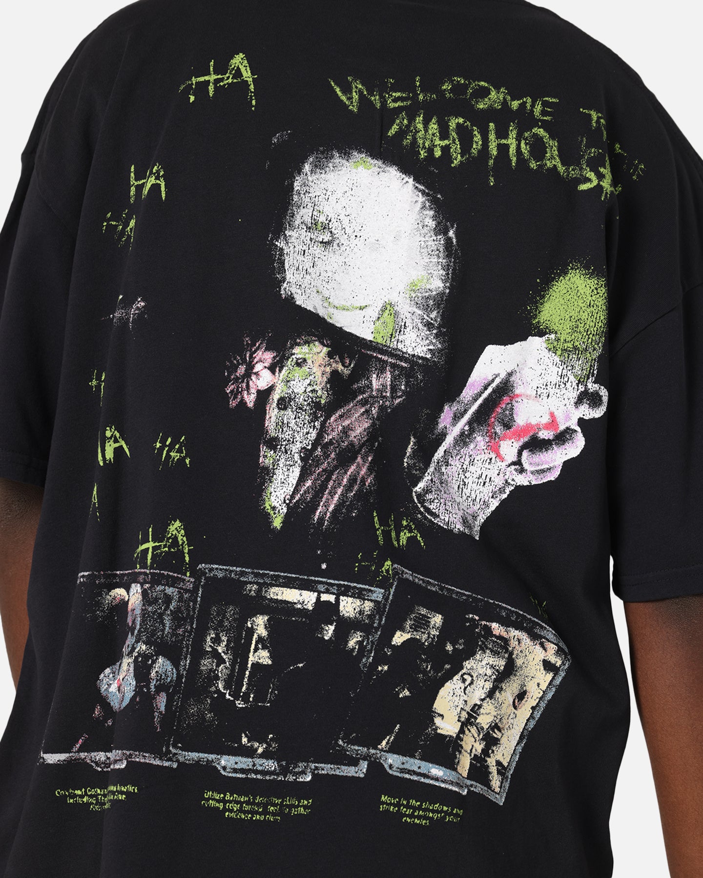 73 Studio X DC Batman Arkham Asylum Vintage Graphic T-Shirt - Navy Blue Cotton Tee for Men - Perfect for Cosplay, Comic Con & Batman Fans