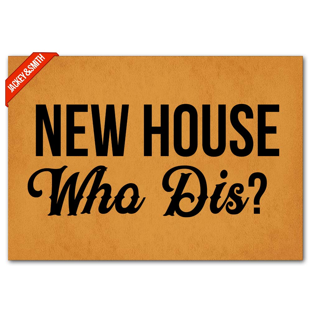 Jackey&Smith Welcome Doormat - Non-Slip Entryway Rug for Front Door, Outdoor & Balcony - 23.6x15.7 Inch Felt Fabric Floor Mat - Perfect for New Home Gifts & Housewarming Decor