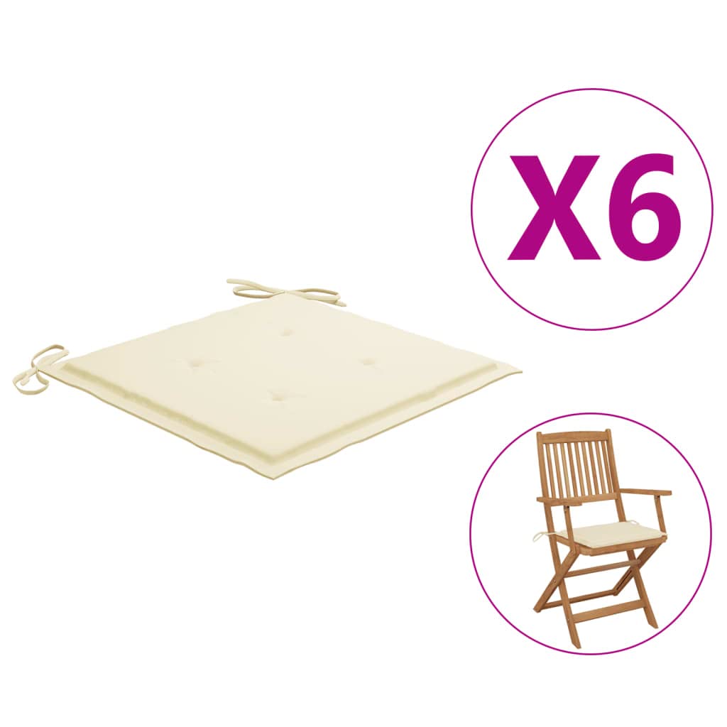 Premium 6-Piece Outdoor Garden Chair Cushion Set with Ties - Waterproof Patio Bench Seat Pads (15.7