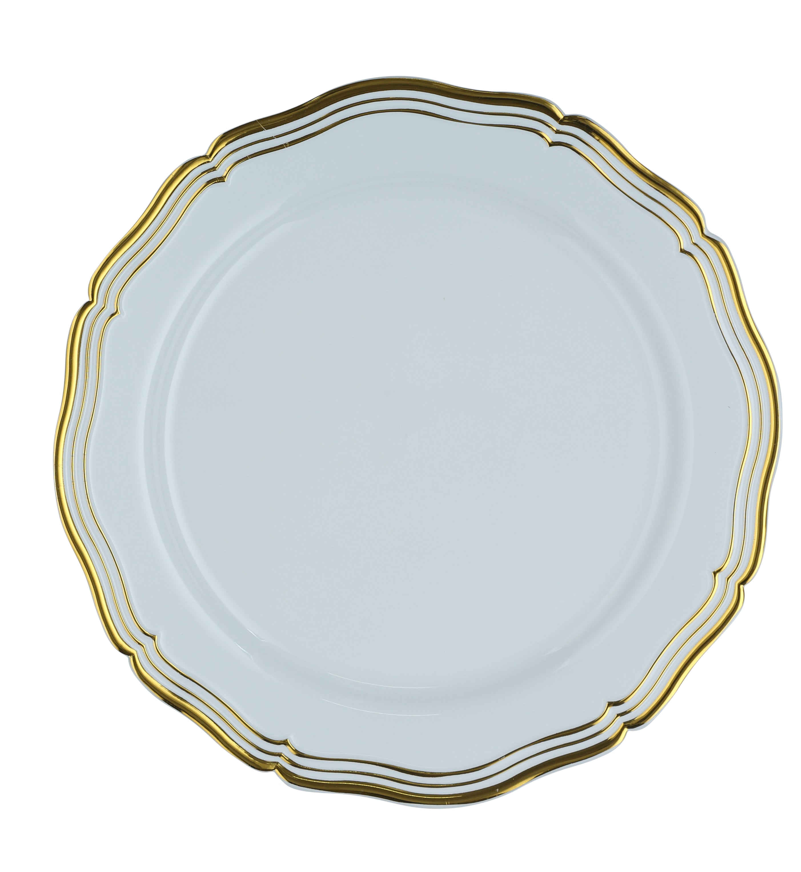 100-Piece White and Gold Round Plastic Dinnerware Set with Silverware - 20 Place Settings - Elegant Disposable Tableware for Parties, Weddings & Events - Aristocrat Brand