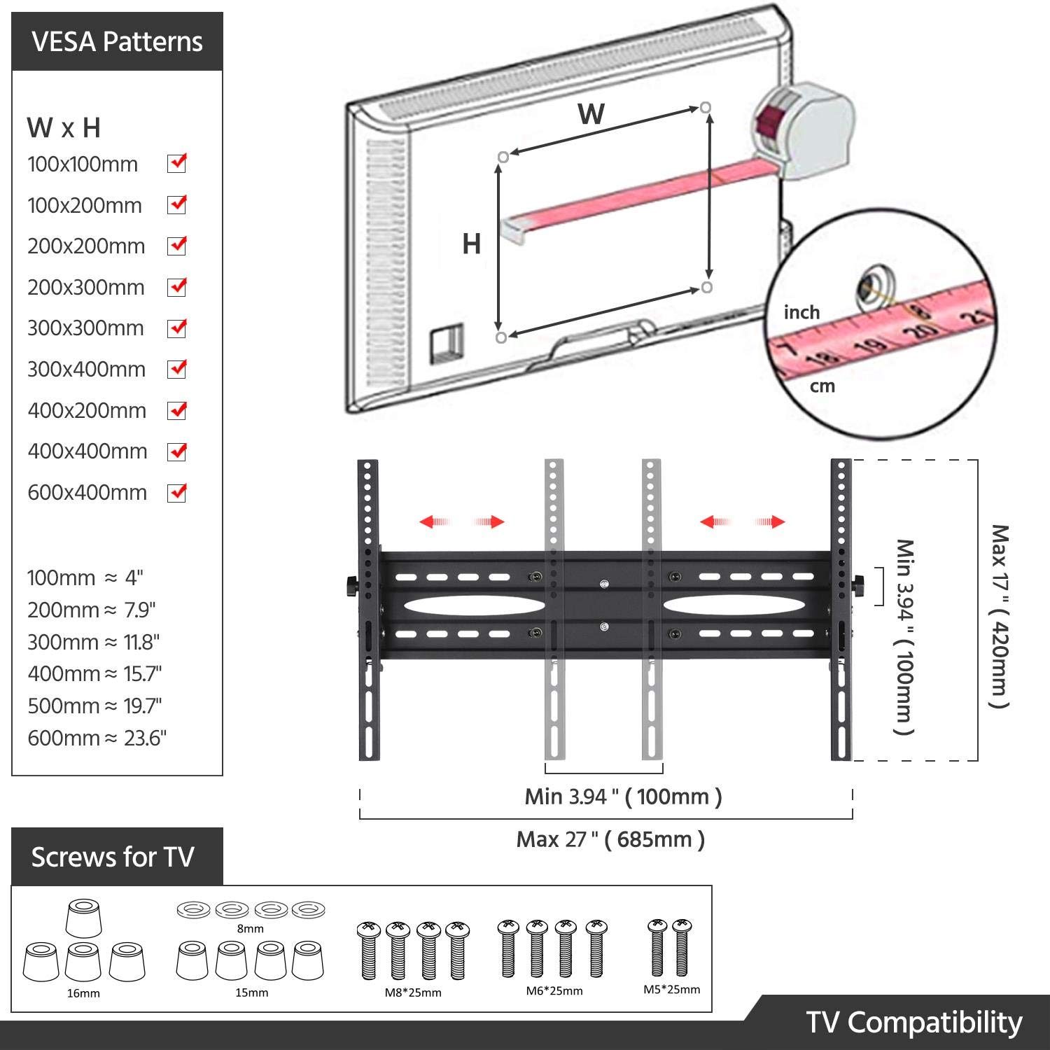 Yaheetech Adjustable Mobile TV Stand with Wheels - Heavy Duty Rolling TV Cart for 32-75 Inch LCD LED Screens, 110 lbs Capacity, 600x400mm Max VESA - Perfect for Living Room, Bedroom, or Office with Storage Shelves for Media Devices