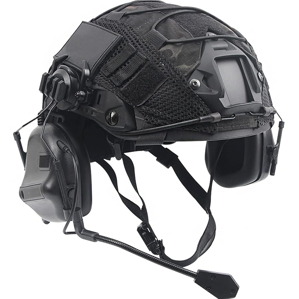 Tactical Airsoft Helmet Set - Adjustable Fast Helmet with Headset & Cover for Outdoor Paintball, Hunting, BB War Games & Cosplay | Perfect for Military Simulation, Airsoft Battles & Tactical Training