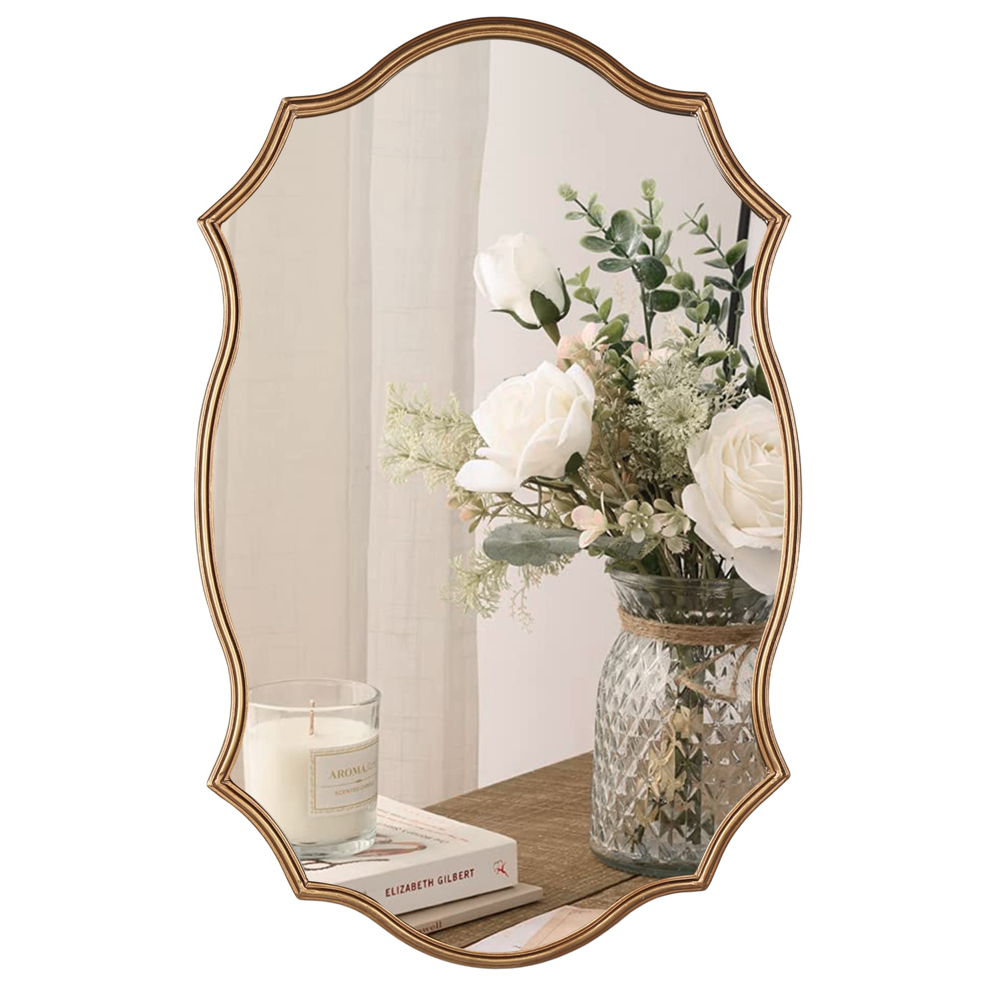 Vintage Golden Wall Mirror - 20x30 Inch Decorative Metal Frame, Antique Gold Accent Mirror for Wall Mounting | Perfect for Living Room, Bedroom, Bathroom, Entryway, Stairway & Kitchen Decor
