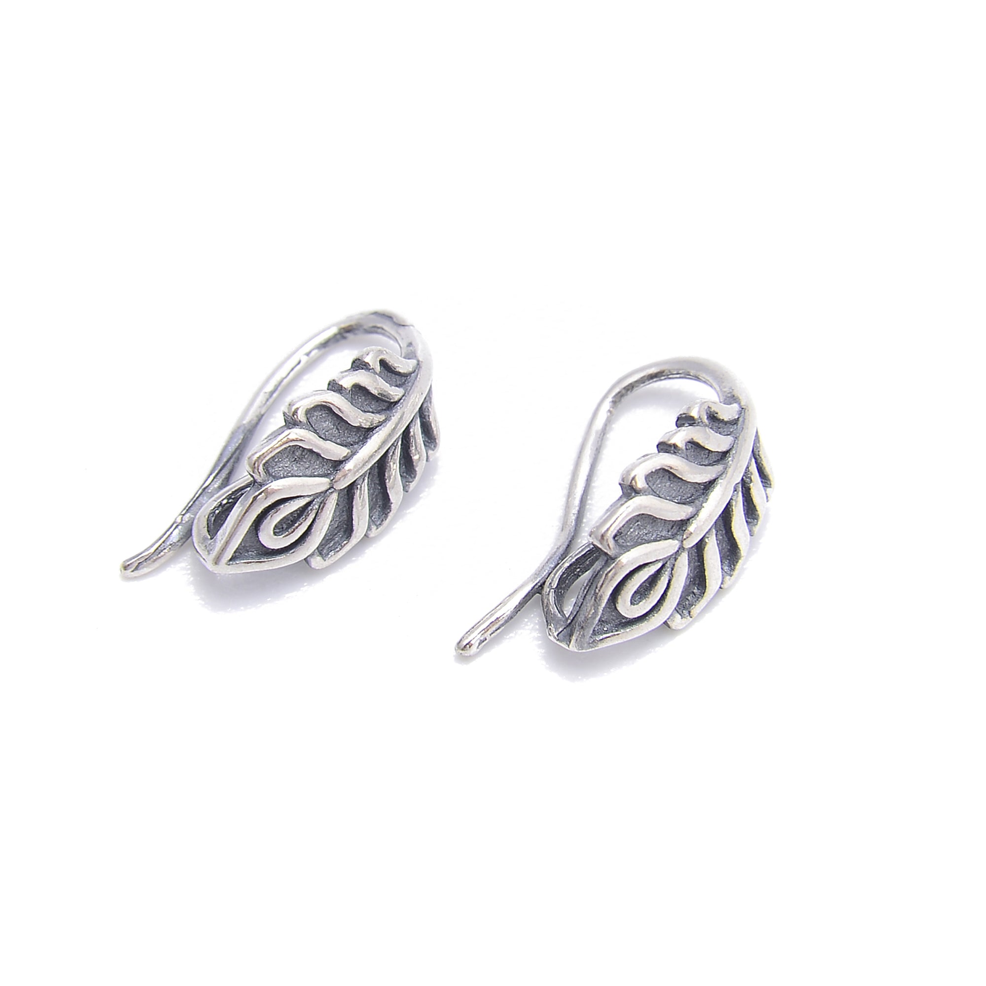 925 Sterling Silver Anti-Tarnish Leaf Shaped Earring Hooks 7x15mm (4 Pcs) - Perfect for DIY Jewelry Making, Gift Giving & Everyday Wear