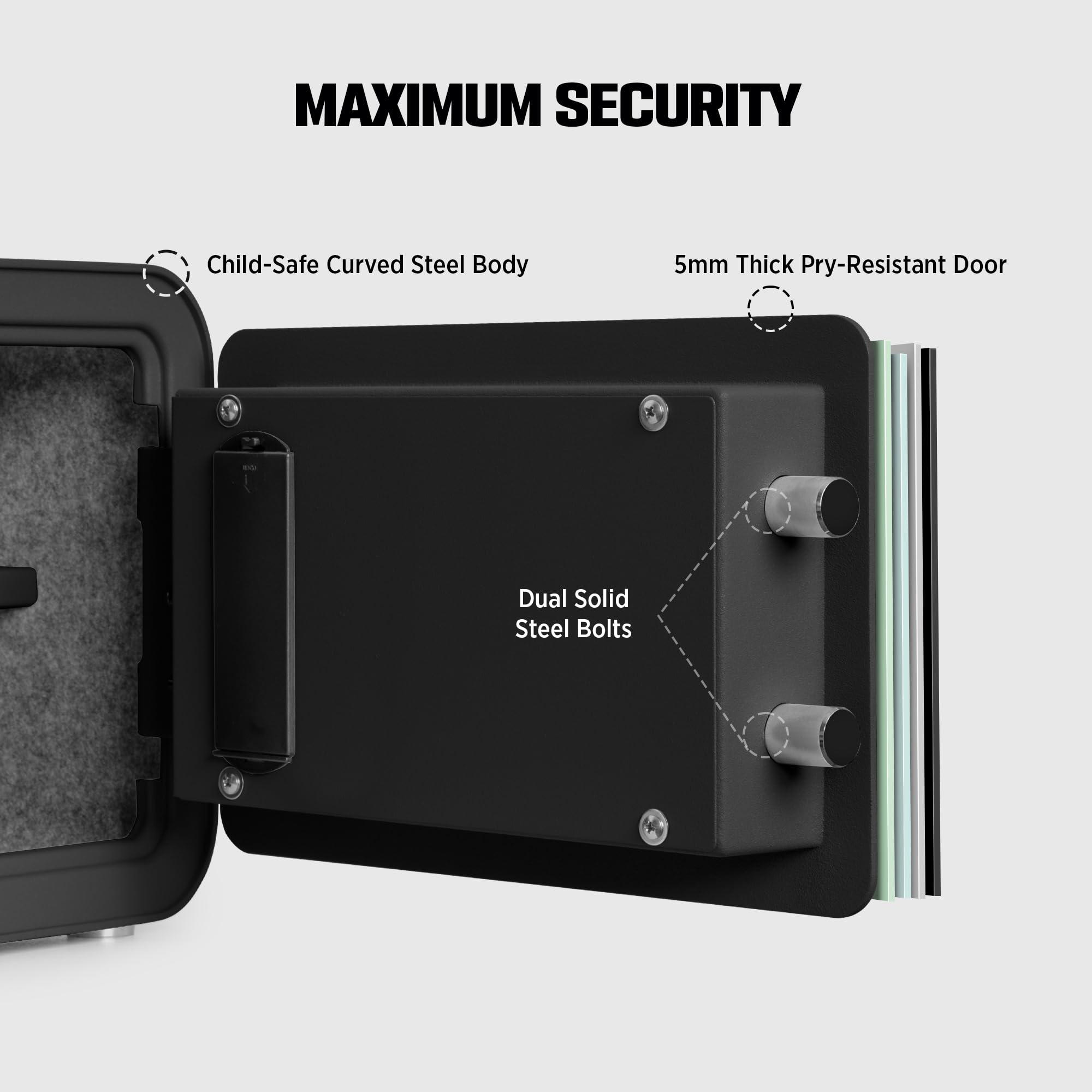 Digital Home Safe Box - 1.0 cuft Electronic Lock Security Safe with Keypad for Pistol, Cash, Jewelry & Documents - Small Personal Safe for Office, Hotel, Dorm or Closet - Perfect for Home Security & Valuables Protection (Black)