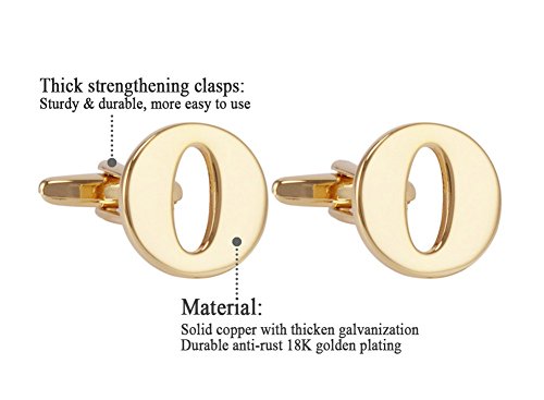 Men's Gold Alphabet Cufflinks - Elegant Initial Letter Cuff Links Set with Gift Box - Perfect for Weddings, Business Meetings & Formal Events