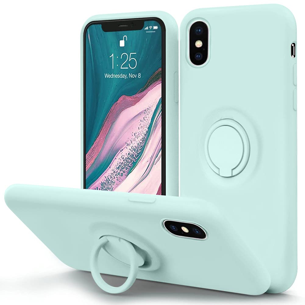 MOCCA for iPhone Xs Max Silicone Case with Kickstand | Shockproof Anti-Scratch Full Body Protective Cover for iPhone Xs Max - Mint Green | Perfect for Work, Travel & Outdoor Activities