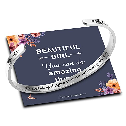 Inspirational Quote Bracelets for Women & Girls - Funny Mantra Jewelry Gifts for Best Friend, Mom, Daughter, Sister (Birthday, Mother's Day Present in Gift Box) | Motivational Accessories for Daily Wear, Office & Special Occasions