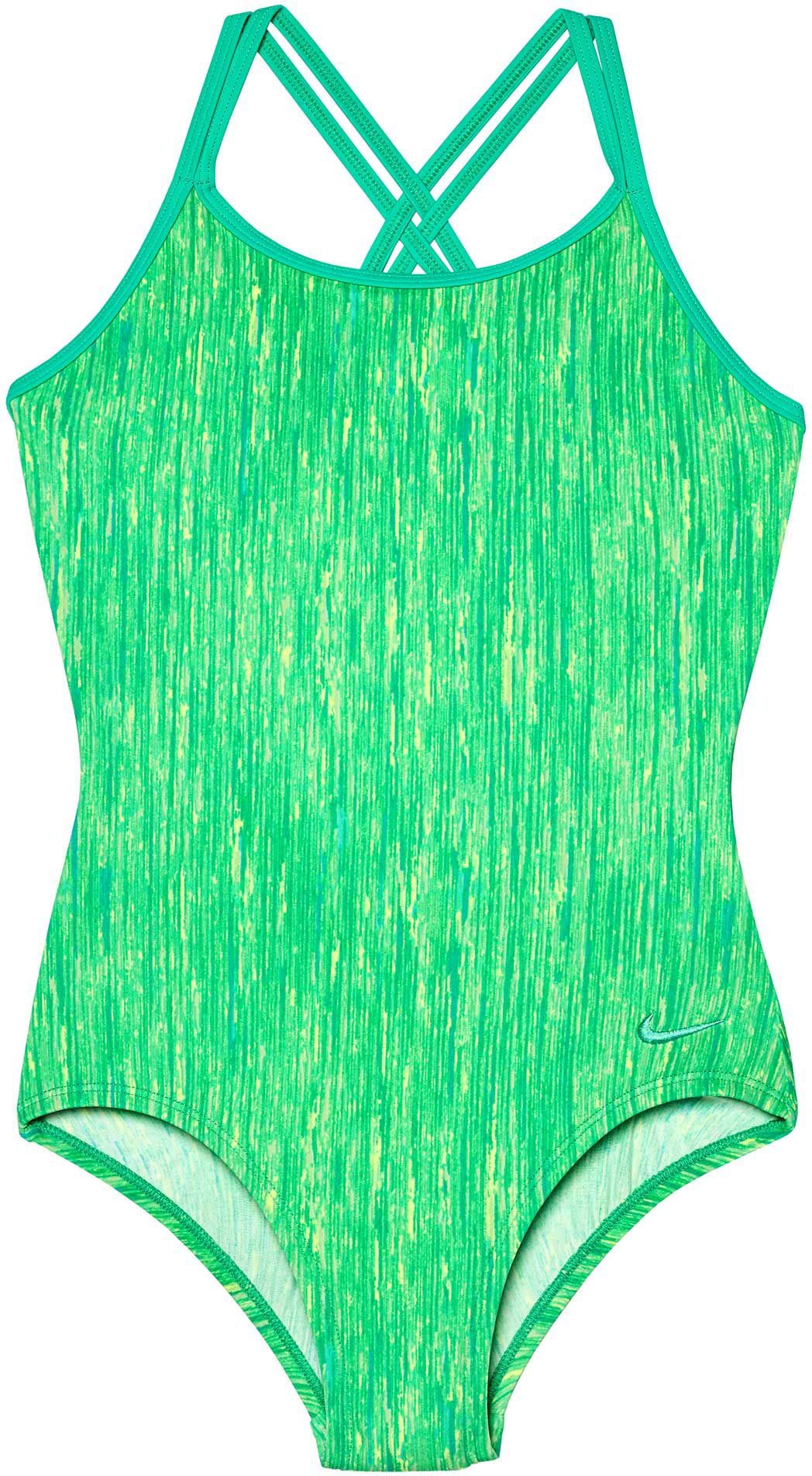 Nike Kids Girl's Rush Heather Spiderback One-Piece Swimsuit - Little Kids/Big Kids Size 8 - Mint Green Color for Beach, Pool & Summer Water Activities