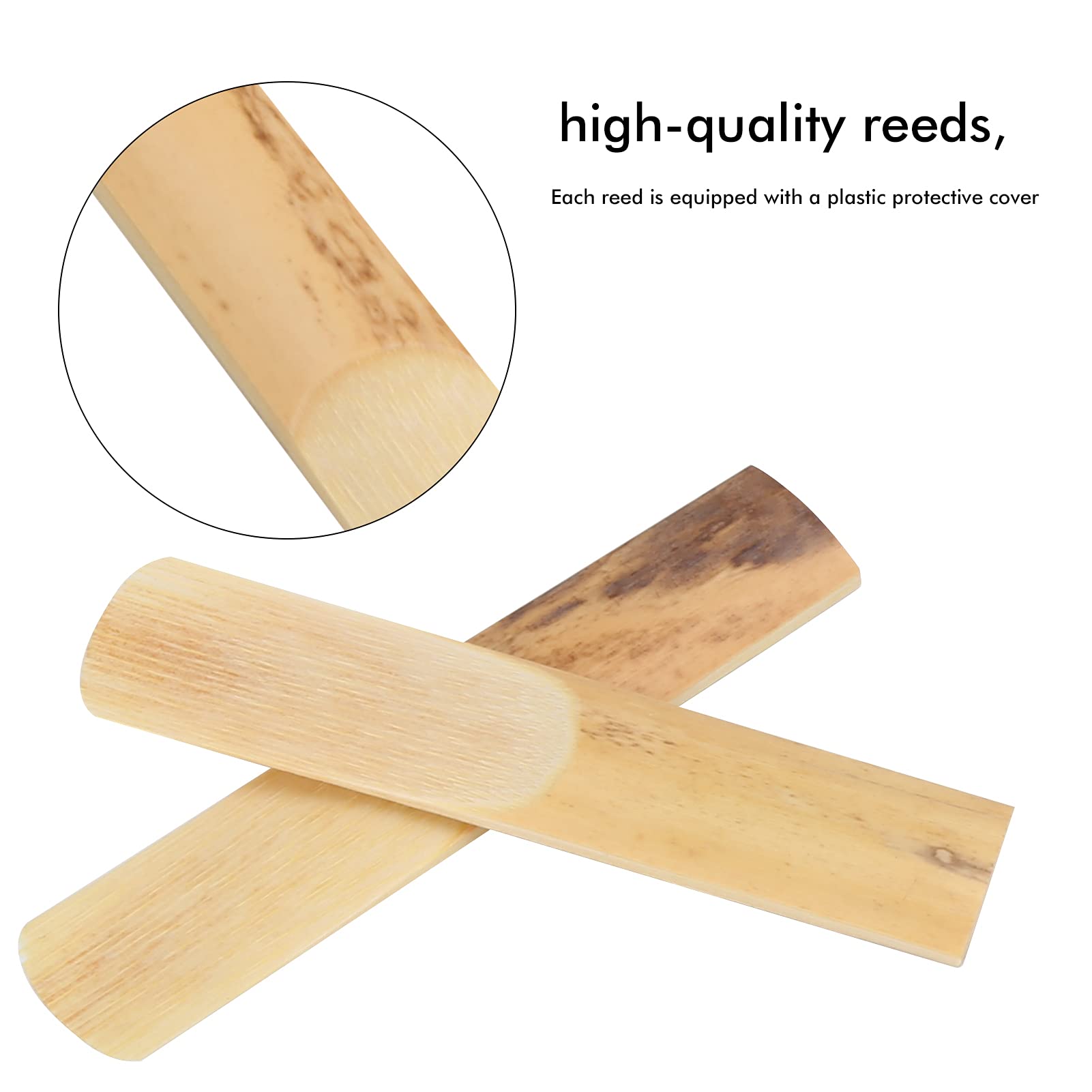 10PCs Tenor Saxophone Reeds 2.5 Strength - Premium Woodwind Instrument Accessories with Plastic Protective Case for Beginners, Educators & Students - Perfect for Practice, Performances & Music Classes