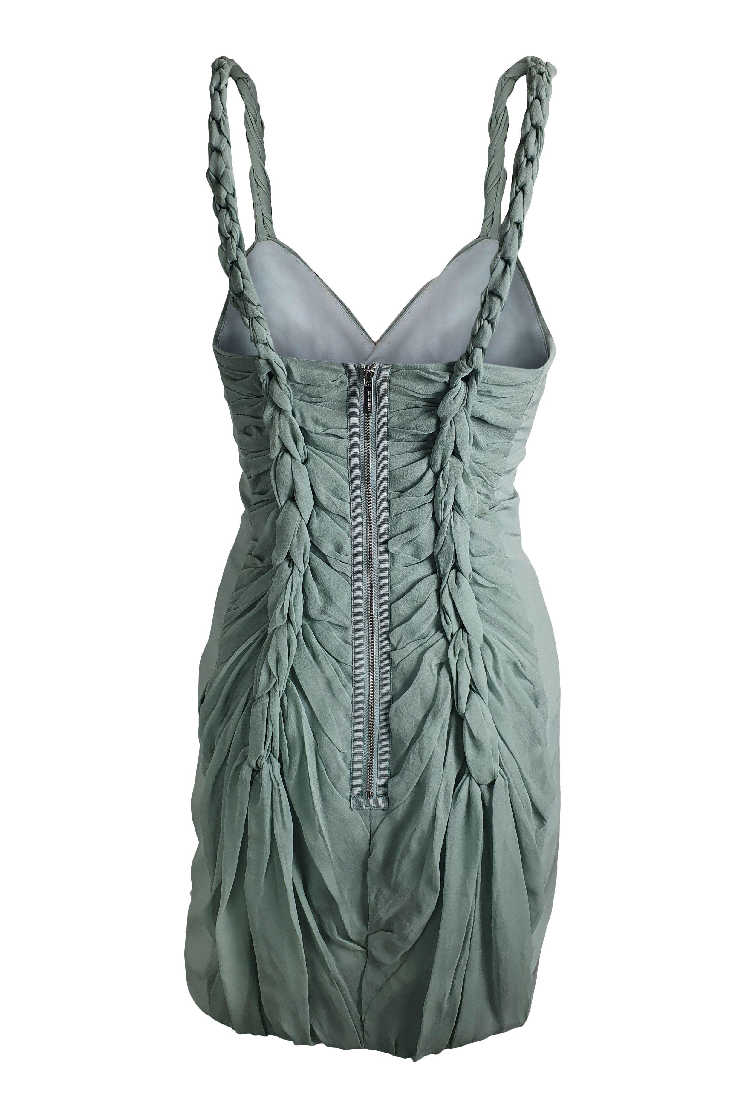 KAREN MILLEN Baby Blue Chiffon Braided Mini Dress - Women's UK Size 6 | Elegant Summer Party Cocktail Dress for Weddings, Date Nights & Special Occasions
