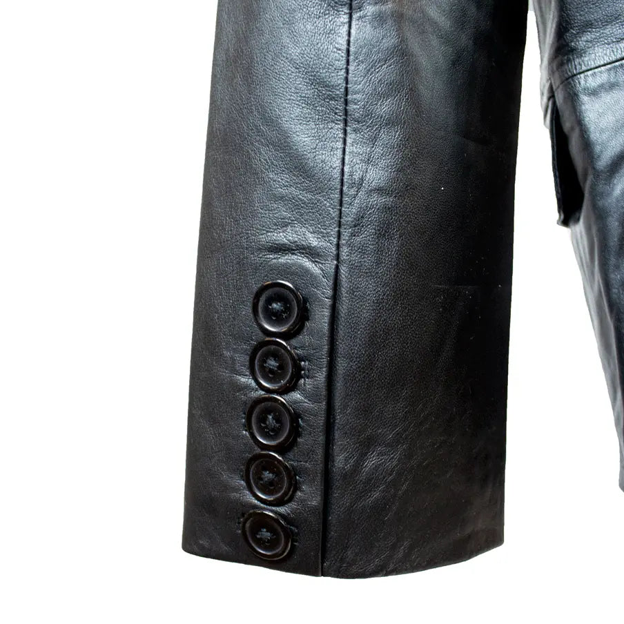 Premium Men's Stitched Leather Blazer Jacket - Classic Slim Fit for Business & Casual Wear - Perfect for Office, Parties & Date Nights
