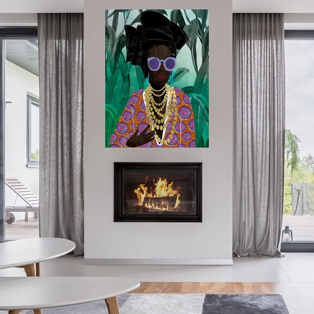 Queen of Tropics Canvas Wall Art by Nikki Chu - 24x32 Inches Tropical Fine Art Print for Living Room, Bedroom, Office Decor - Ready to Hang Beach Theme Painting for Coastal, Boho & Vacation Home Decor