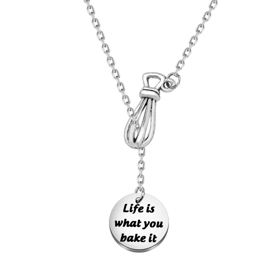 TIIMG Baker Necklace - Life is What You Bake It - Sterling Silver Baking Jewelry for Women - Perfect Culinary Graduation Gift & Baking Lover Present - Ideal for Bakers, Chefs, and Kitchen Enthusiasts