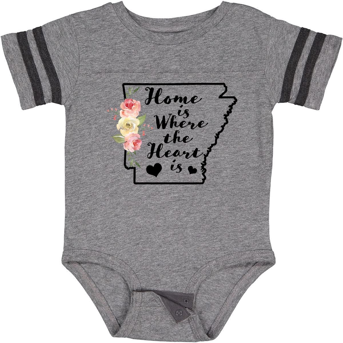 Inktastic Arkansas Home Where The Heart Is Watercolor Floral Baby Bodysuit - Soft Cotton Infant Onesie for Newborns & Toddlers - Perfect for Family Photos, Holidays & Casual Outings