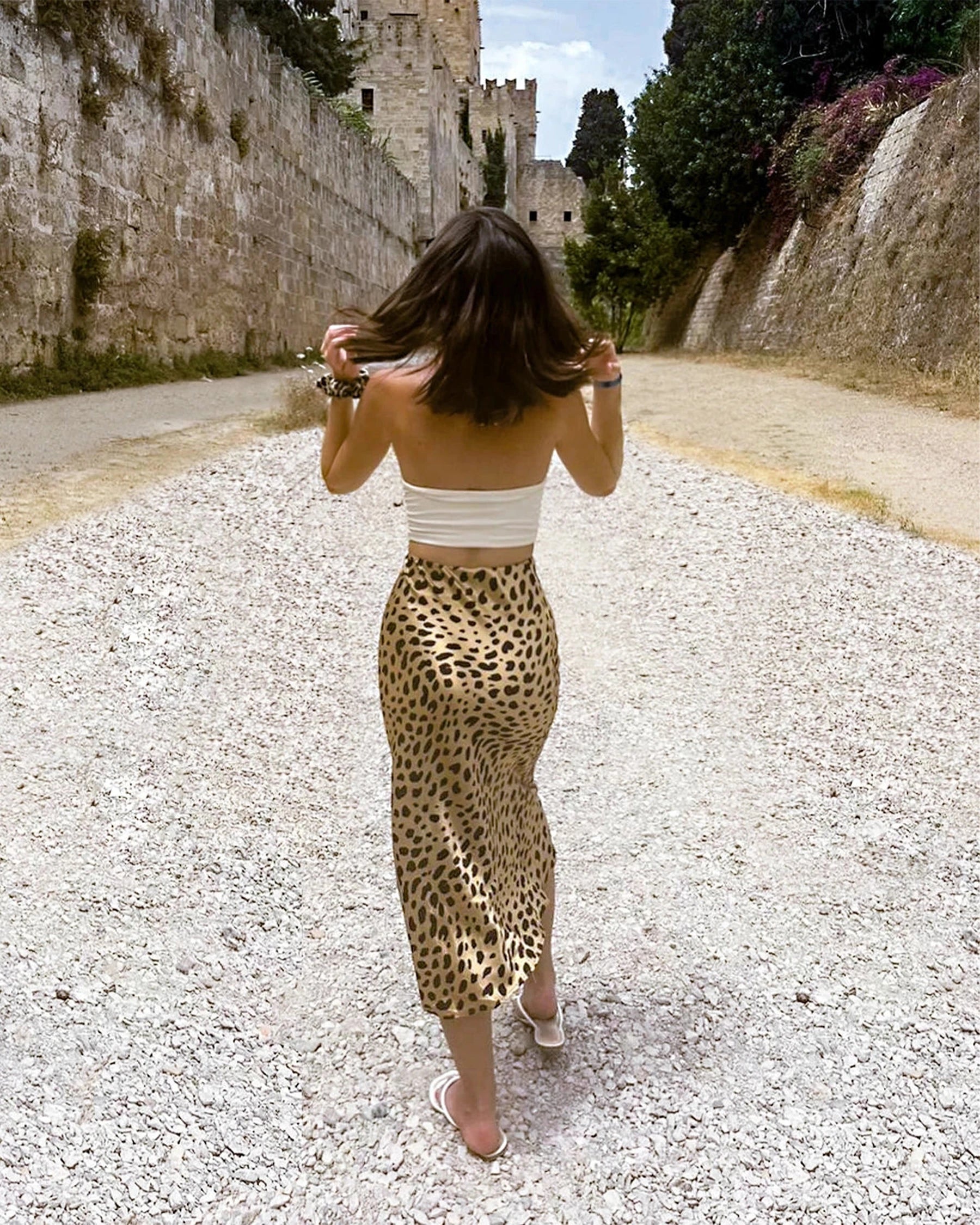 Leopard Print 100% Silk Midi Skirts for Women - Elegant Animal Print Wrap Skirt - Comfortable & Stylish Summer Fashion - Perfect for Office, Party & Date Night Outfits