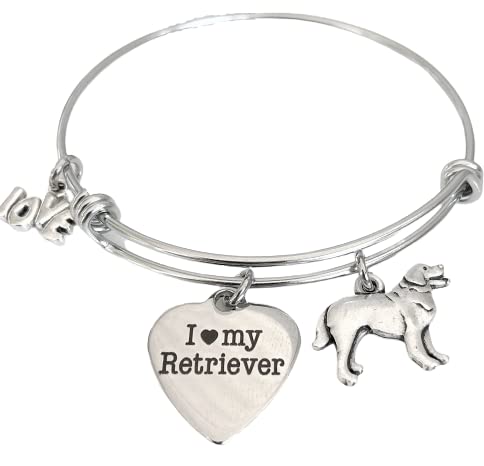 Golden Retriever Dog Bracelet | Labrador Retriever Charm Bangle - Adjustable Expandable Pet Jewelry for Small to Medium Dogs - Perfect Gift for Dog Lovers & Daily Wear