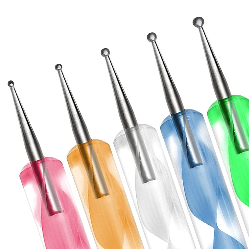 Shidara Professional Nail Dotting Pen Tool Set for Nail Art Designs - 5 Multicolor Dot Paint Tips - Perfect for DIY Manicure, Salon Nail Design & Creative Nail Art Projects