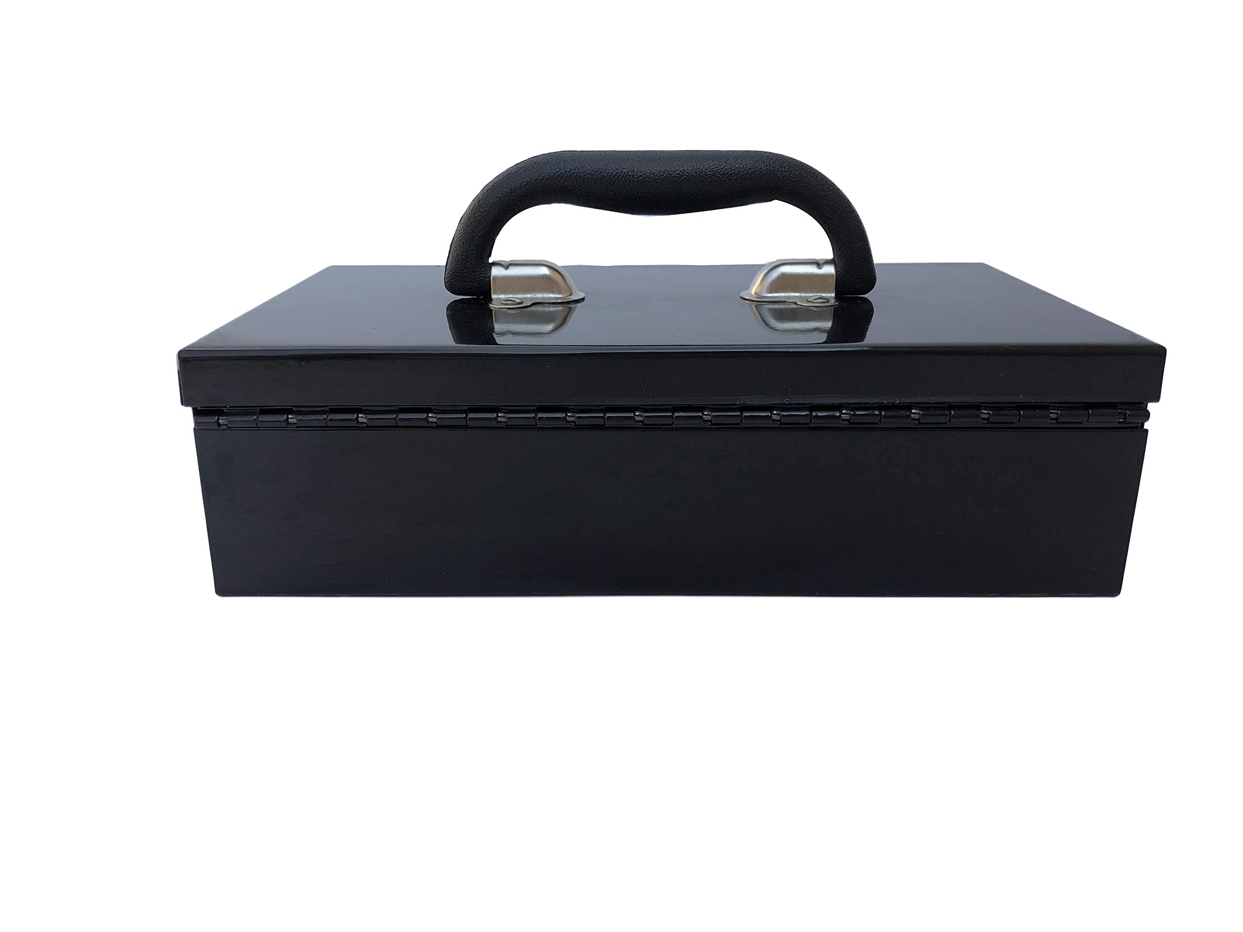 Portable Carpenter Metal Tool Box with Latch - Small Parts Organizer & Socket Storage Box (4002 Black) - Perfect for DIY Projects, Workshop Organization & On-the-Go Tool Storage