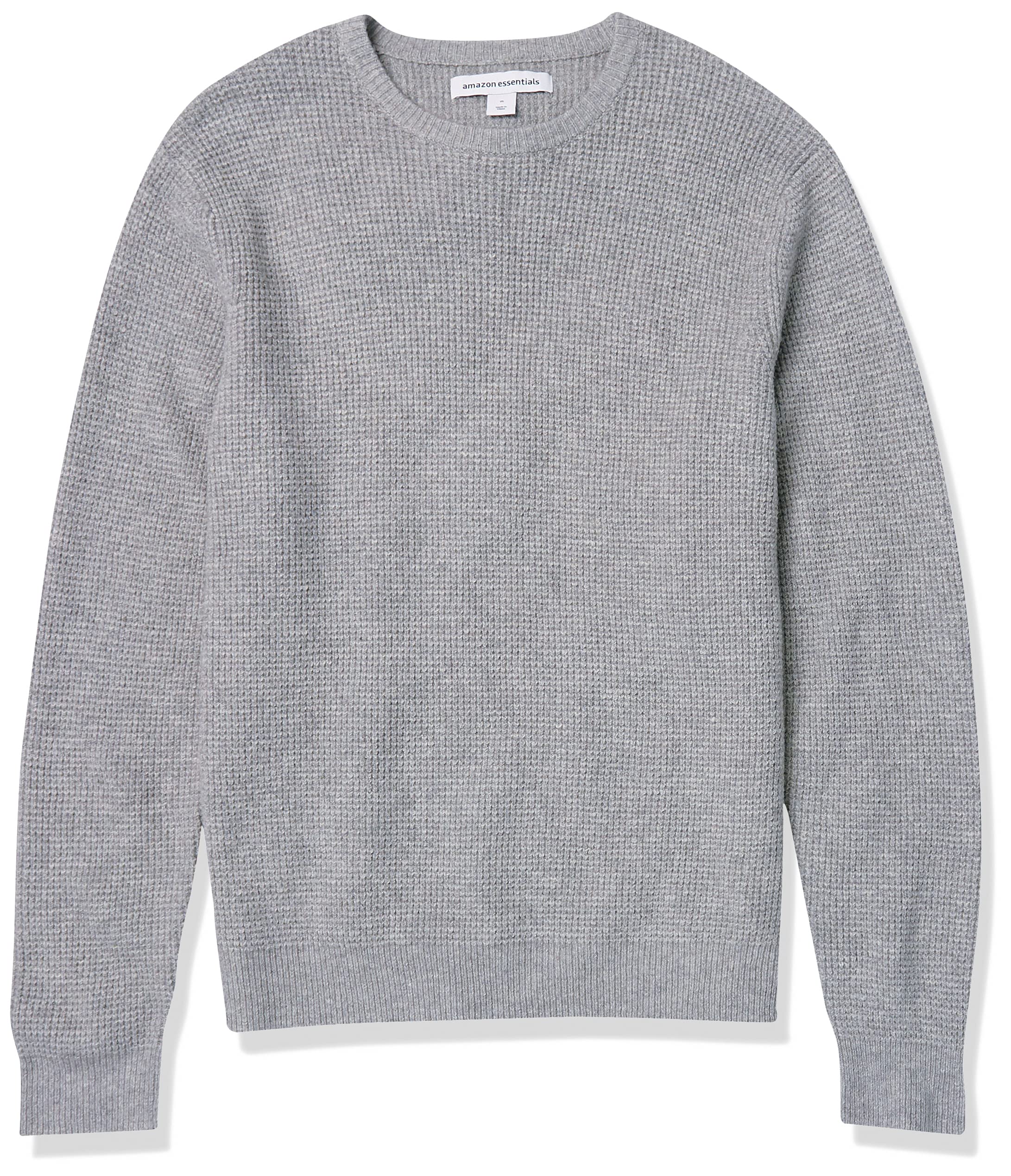 Amazon Essentials Men's Long-Sleeve Soft Touch Waffle Knit Crewneck Sweater - Comfortable Winter Pullover for Casual Wear & Outdoor Activities