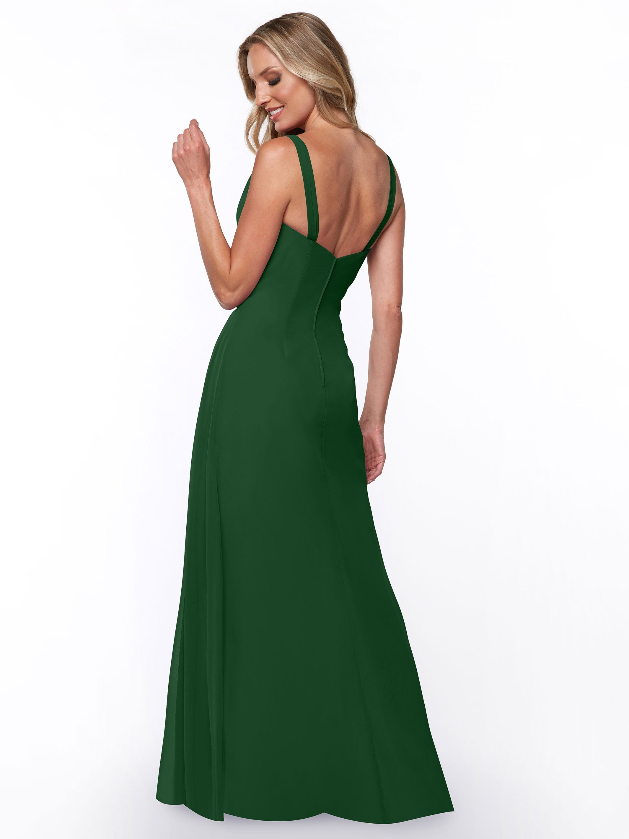 Elegant 80030 Chiffon Sheath Bridesmaid Dress with Ruching V-Neck Bodice - Perfect for Weddings, Formal Events & Special Occasions