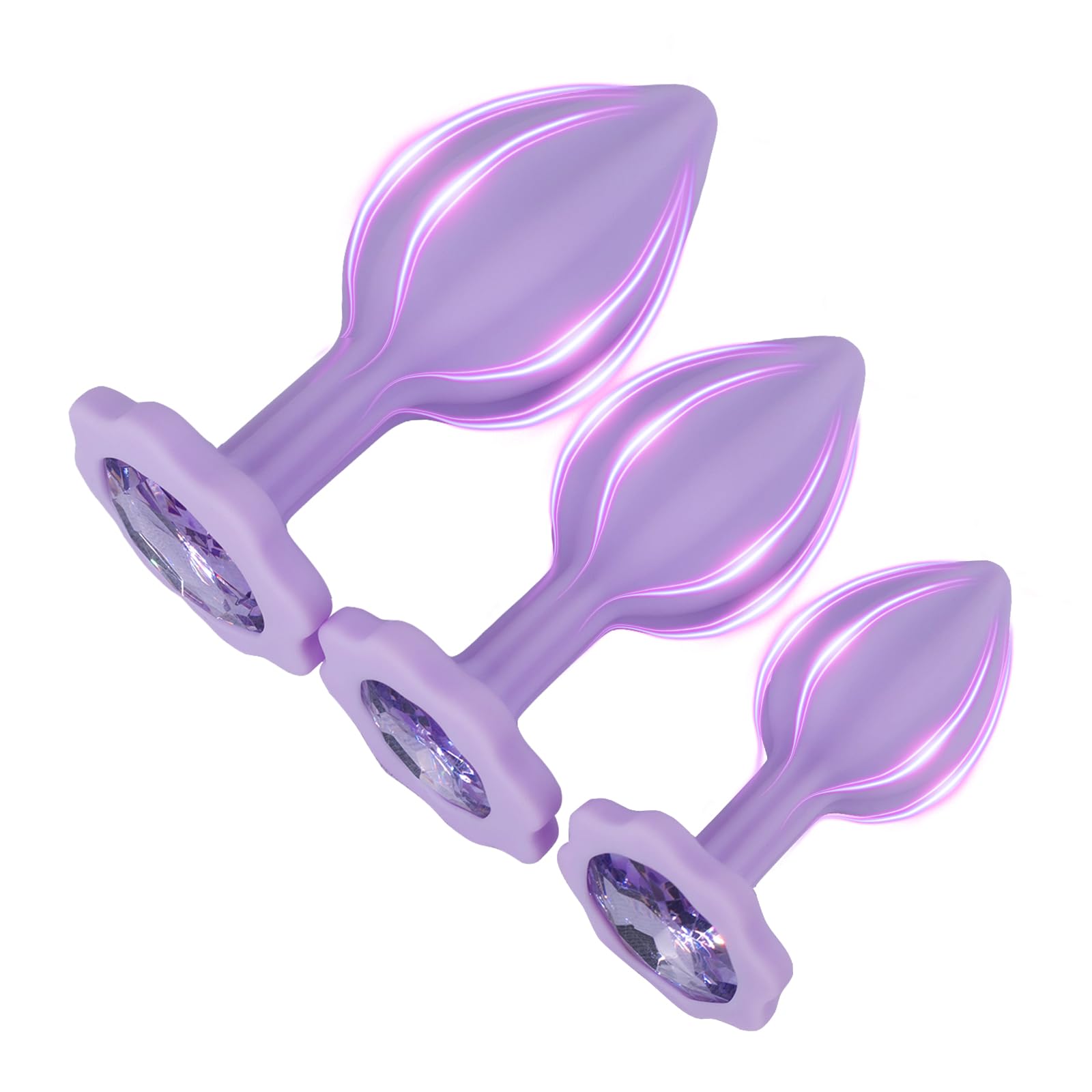 3Pcs Silicone Anal Trainer Kit - Beginner Butt Plug Set for Men & Women, Light Purple | Comfortable & Safe Anal Play for Couples & Solo Use | Perfect for Beginners & S&M Exploration