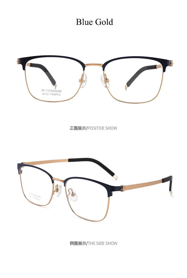 Bclear Unisex Full Rim Square Titanium Eyeglasses A113 - Lightweight Durable Frame for Men & Women - Perfect for Reading, Work & Everyday Wear