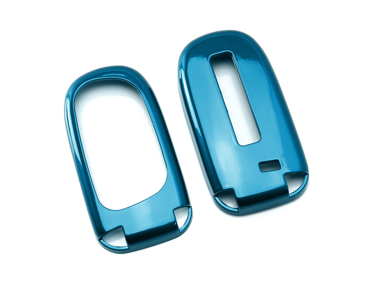 Premium Glossy Metallic Blue Smart Key Fob Cover Replacement for Jeep Dodge Chrysler - Exact Fit Protective Shell for Keyless Entry Remote (Perfect for Off-Roading, Daily Commute & Car Enthusiasts)