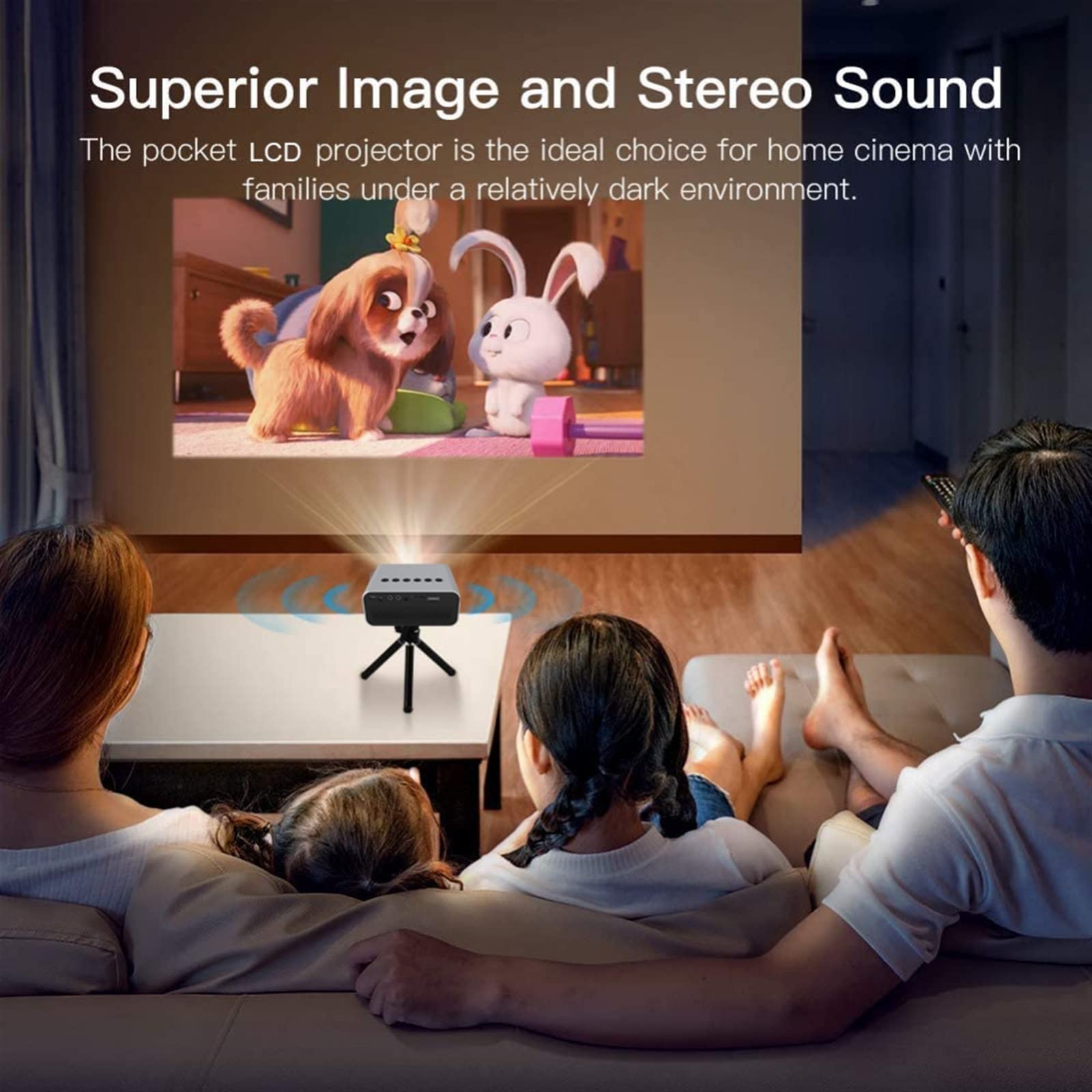 SVIOR Mini Projector - 1080P Full HD LED Home Theater Video Projector with USB/Audio Support | Portable Outdoor Movie Projector for Home Entertainment, Camping & Backyard Parties (Black, UK Plug)