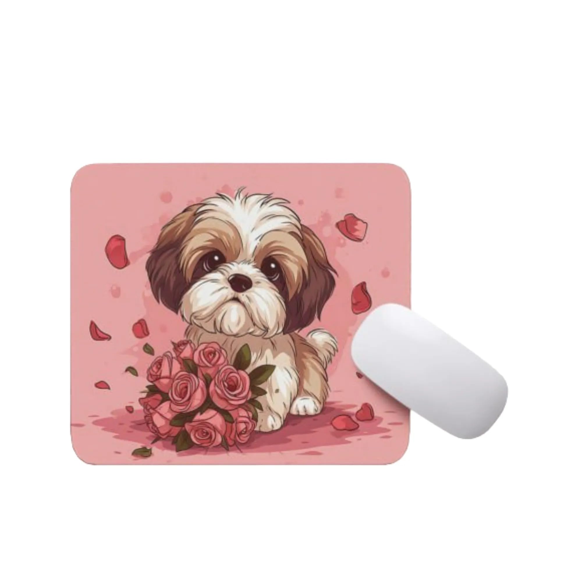 Non-Slip Rubber Mouse Pad with Cute Havanese Dog & Flower Design - Perfect for Home Office, Gaming, Work Desk, Computer & Laptop Use - Great Gift for Dog Lovers (12x10in)