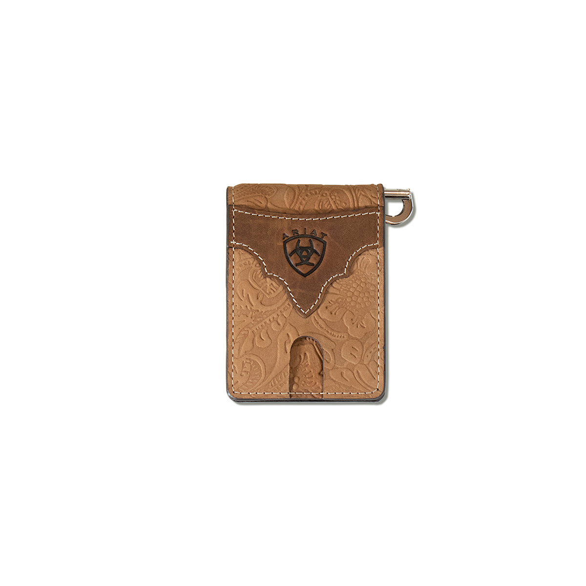 Ariat Floral Embossed Leather Wallet for Men & Women - Stylish Brown Western Bifold Wallet for Everyday Use, Travel & Outdoor Adventures