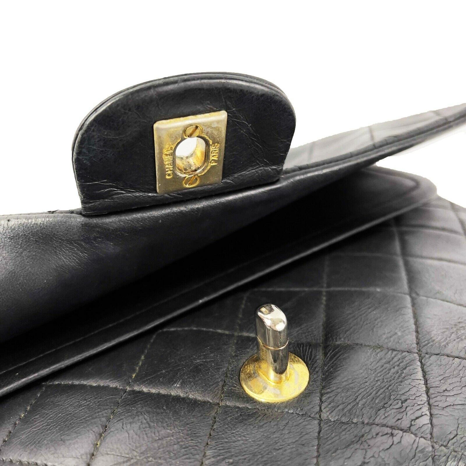 Vintage CHANEL Medium Classic Double Flap Black Leather Shoulder Bag - Crossbody Purse for Women | Luxury Designer Handbag for Date Night, Office & Evening Events