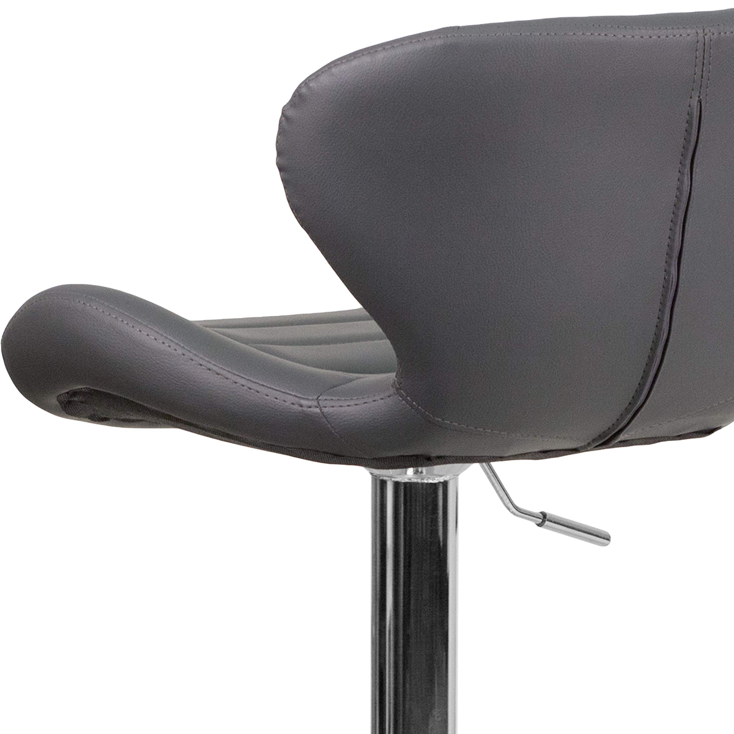 Adjustable Height Gray Vinyl Bar Stool with Curved Back - Perfect for Kitchen Islands, Breakfast Bars & Home Decor