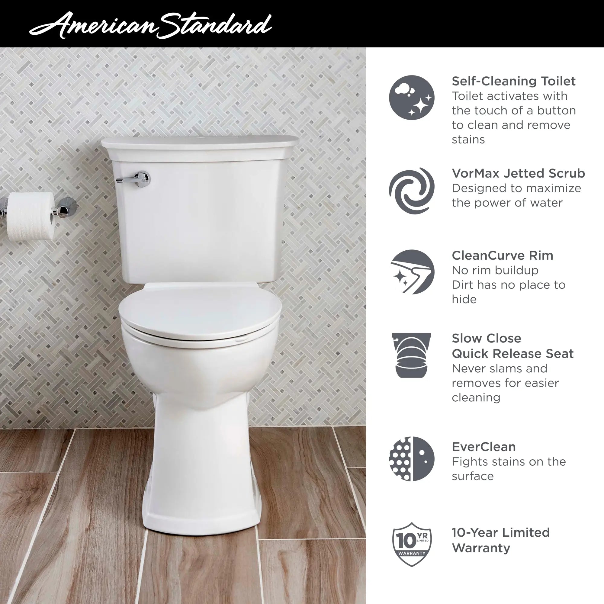 Estate® ActiClean® 1.28 GPF/4.8 LPF 12-Inch Elongated Toilet with Soft-Close Seat & Cleaning Cartridge - Water Saving, Easy Clean Bathroom Solution for Homes & Commercial Spaces