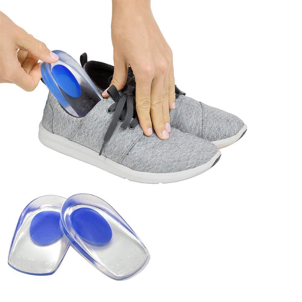 SIQULIX Silicone Heel Cups for Pain Relief - Gel Heel Pads for Men & Women - Shock Absorbing Shoe Inserts for Heel Spurs, Ankle Support & Comfort - Ideal for Running, Walking & Work Shoes
