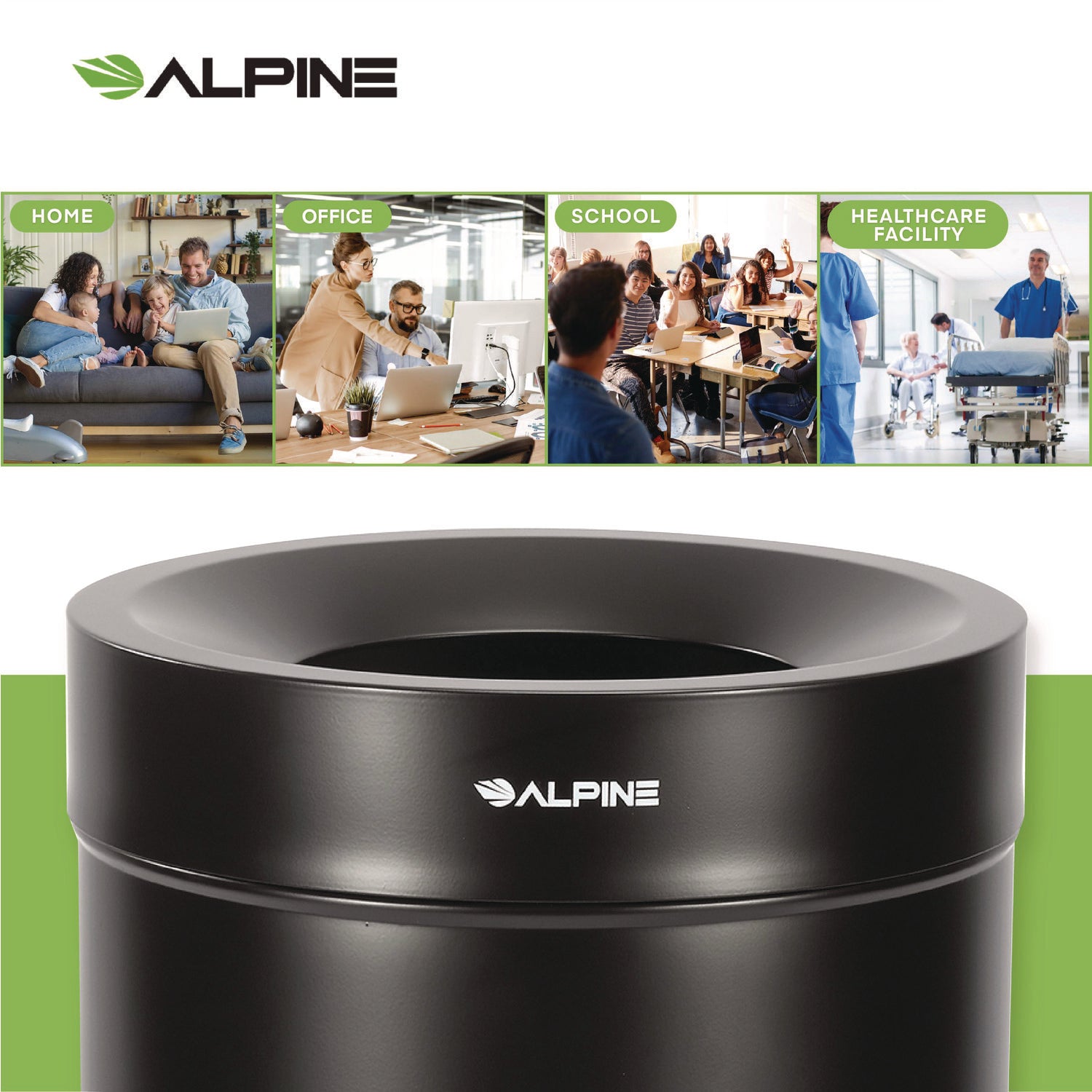 Alpine Industries 27 Gallon Black Stainless Steel Compost Bin & Trash Can with Lid - Odor-Free Kitchen Waste Container for Organic Recycling & Composting - Perfect for Home, Garden & Eco-Friendly Living
