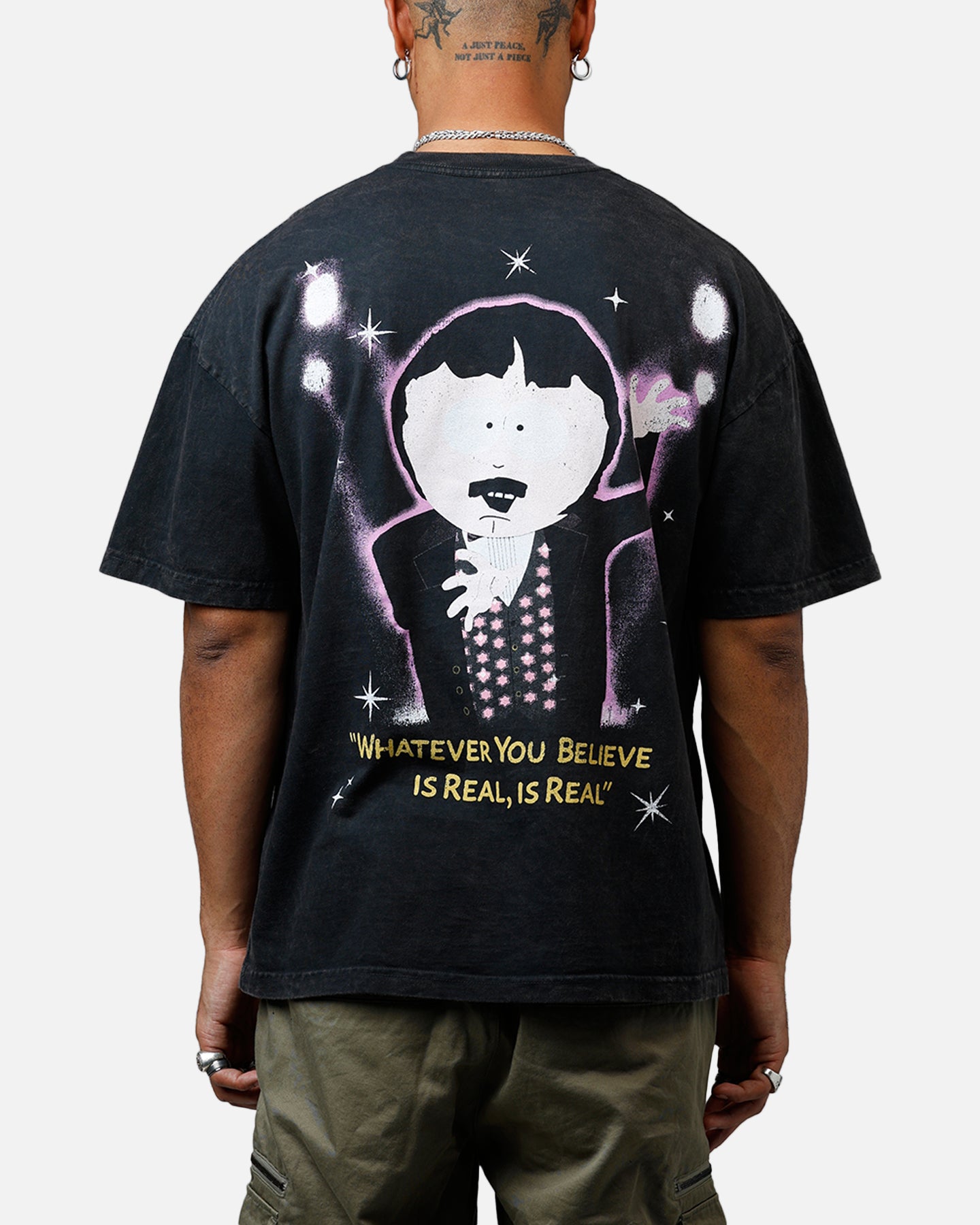 The Amazing Randy Heavyweight Black Acid Wash T-Shirt by 73 Studio - Perfect for Casual Wear, Concerts, and Fan Merchandise