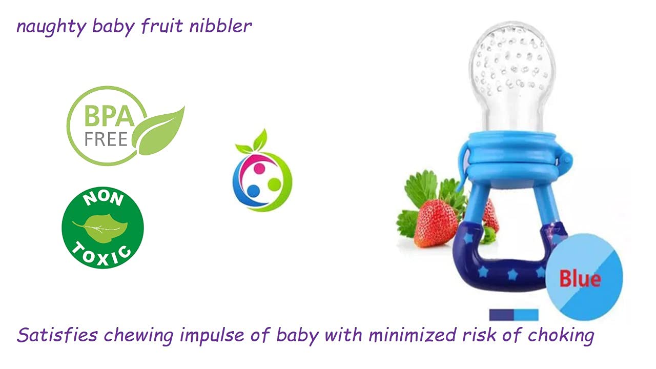 BPA-Free Silicone Baby Food Nibbler & Teether - Soft Pacifier Feeder for Infants, Safe for Fruits & Purees - Perfect for On-the-Go Feeding & Soothing Teething Pain (Blue)