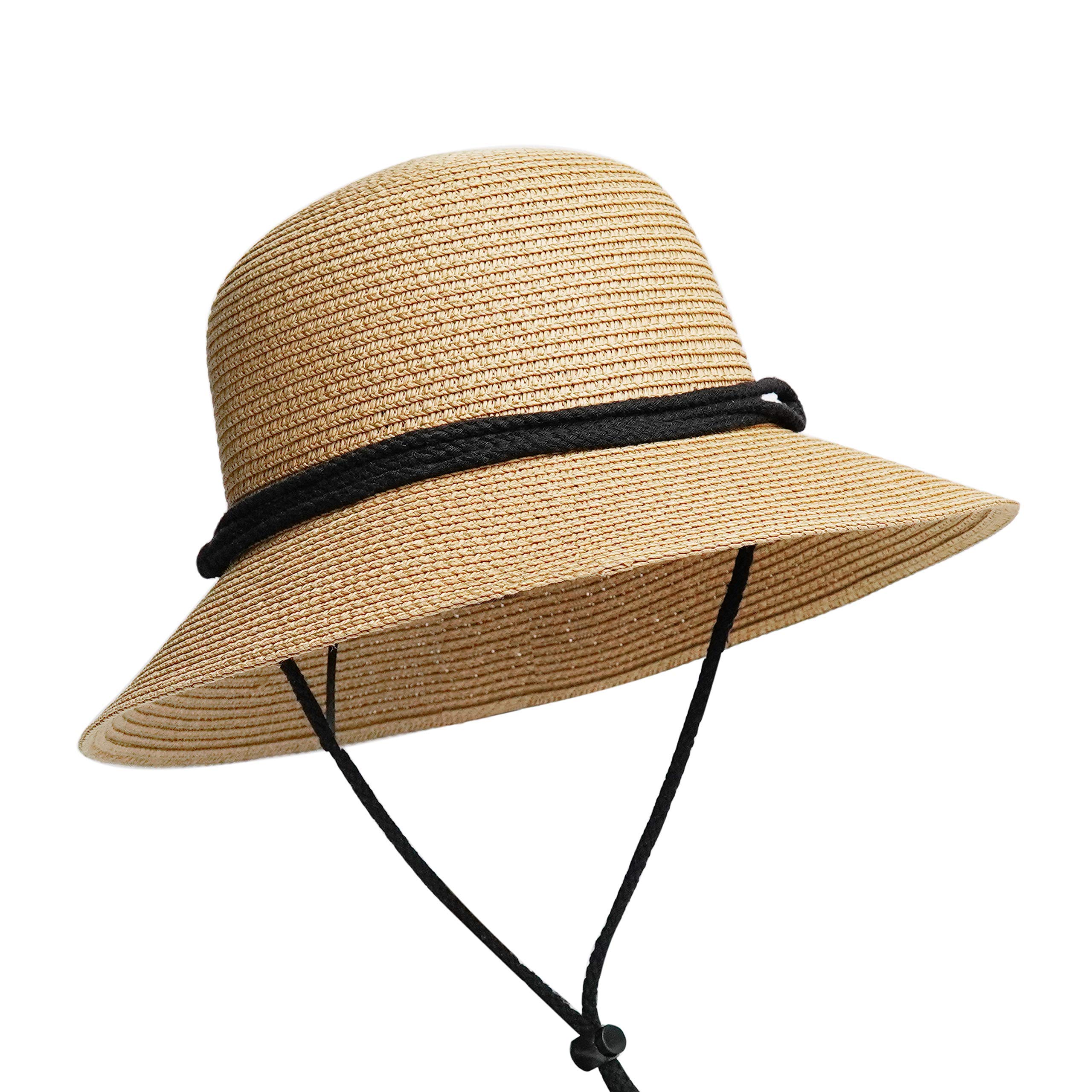 Women's Wide Brim UPF 50+ Sun Hat with Adjustable Wind Lanyard - Summer Straw Beach Hat for Women & Men - Perfect for Outdoor Activities, Travel, and Beach Vacations
