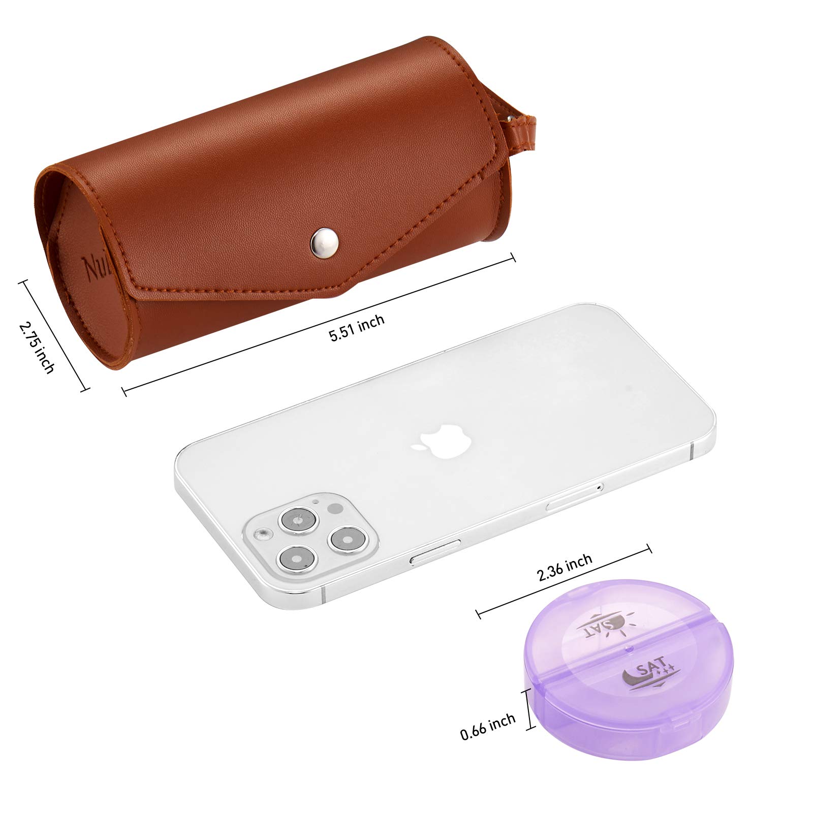 Large 7-Day AM/PM Pill Organizer with PU Case - Weekly Medicine Box for 2 Times Daily Medication (Rainbow Brown) | Perfect for Travel, Work & Home Use