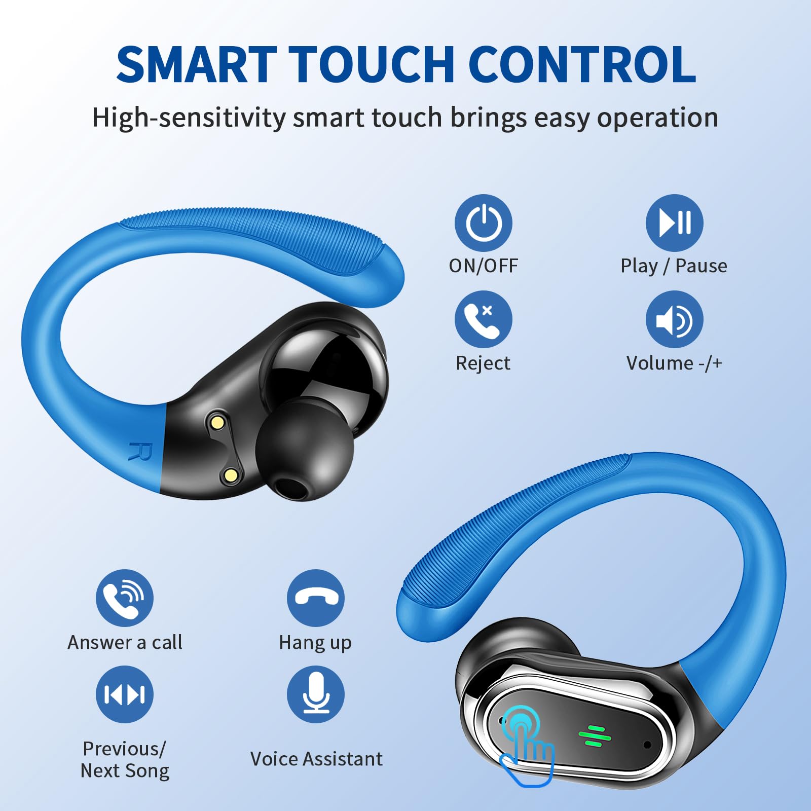 Bluetooth 5.3 Wireless Earbuds with ENC Mic, 50H Playtime & IP7 Waterproof - for Running & Sports