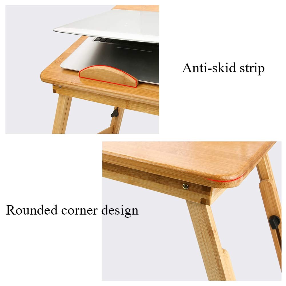 Adjustable Bamboo Laptop Desk for Bed & Sofa - Portable Folding Notebook Stand (68x34x27cm) - Perfect for Working, Reading & Eating in Bed, Living Room or Office (Style2)