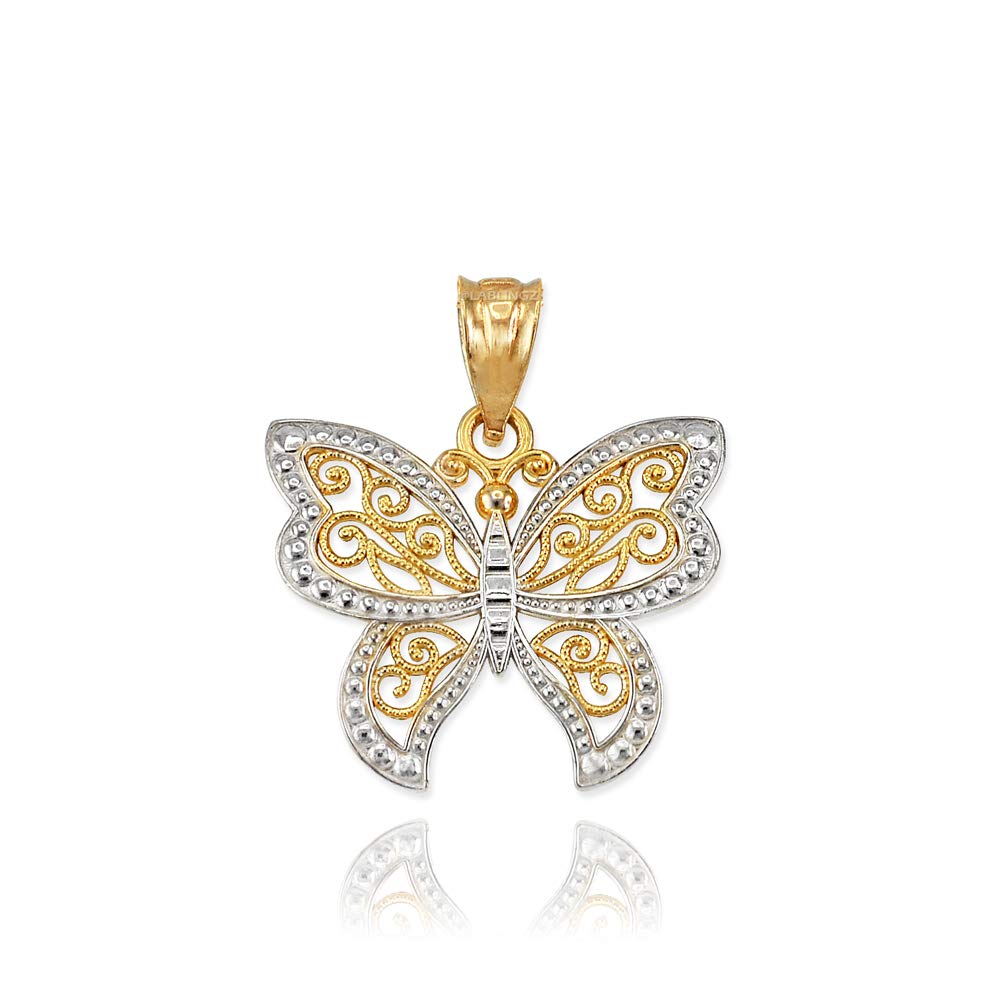 14K Yellow Gold Filigree Butterfly Charm Necklace for Women - Elegant Dainty Jewelry Gift for Birthday, Anniversary & Valentine's Day - Perfect for Everyday Wear & Special Occasions