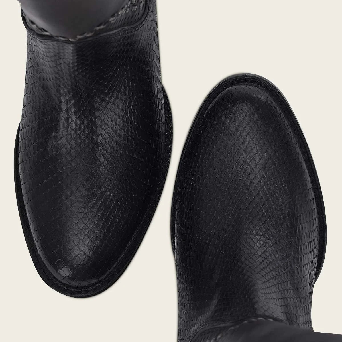 Women's Cuadra Black Casual Fashion Python Skin Stitched Tall Boots - Stylish Knee-High Boots for Everyday Wear, Office & Night Out