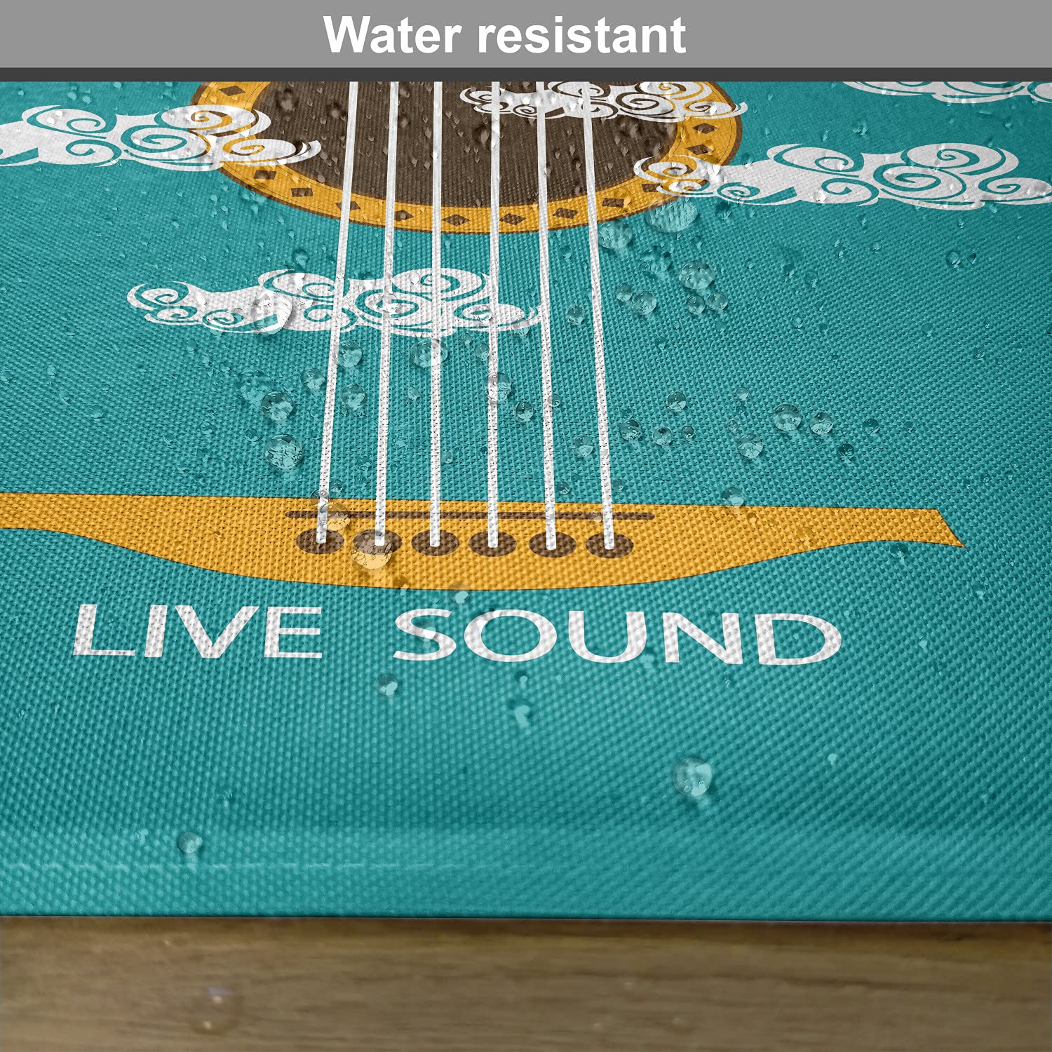 Ambesonne 4-Piece Guitar Placemats Set - Abstract Music Theme with Birds on Strings & Clouds Design | Washable Fabric Table Mats for Dining Room & Kitchen Decor in Turquoise, Marigold & White | Perfect for Music Lovers' Dinner Parties & Themed Home Decor
