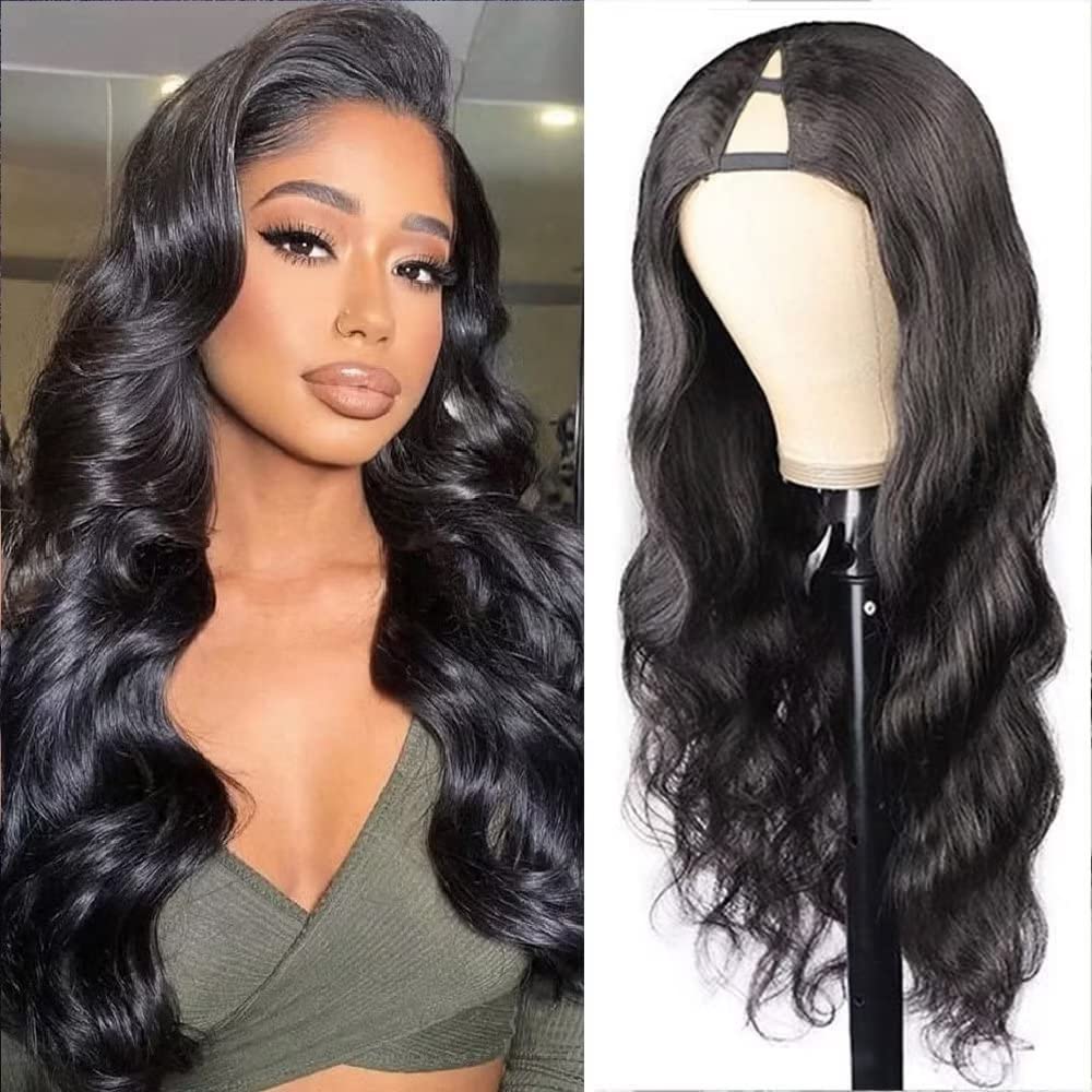 Zealady 30 Inch V Part Wig Human Hair Wigs for Black Women - 12A Virgin Brazilian Body Wave No Lace Upgrade U Part Full Head Clip in Half Wig - Perfect for Daily Wear, Parties & Special Occasions